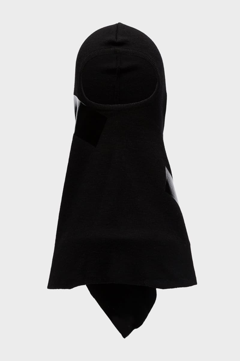 Templa Raf Simons Logo Print Balaclava Merino Wool acrtic single hole goggle flowing made in Italy tonal tape print co branding knitted