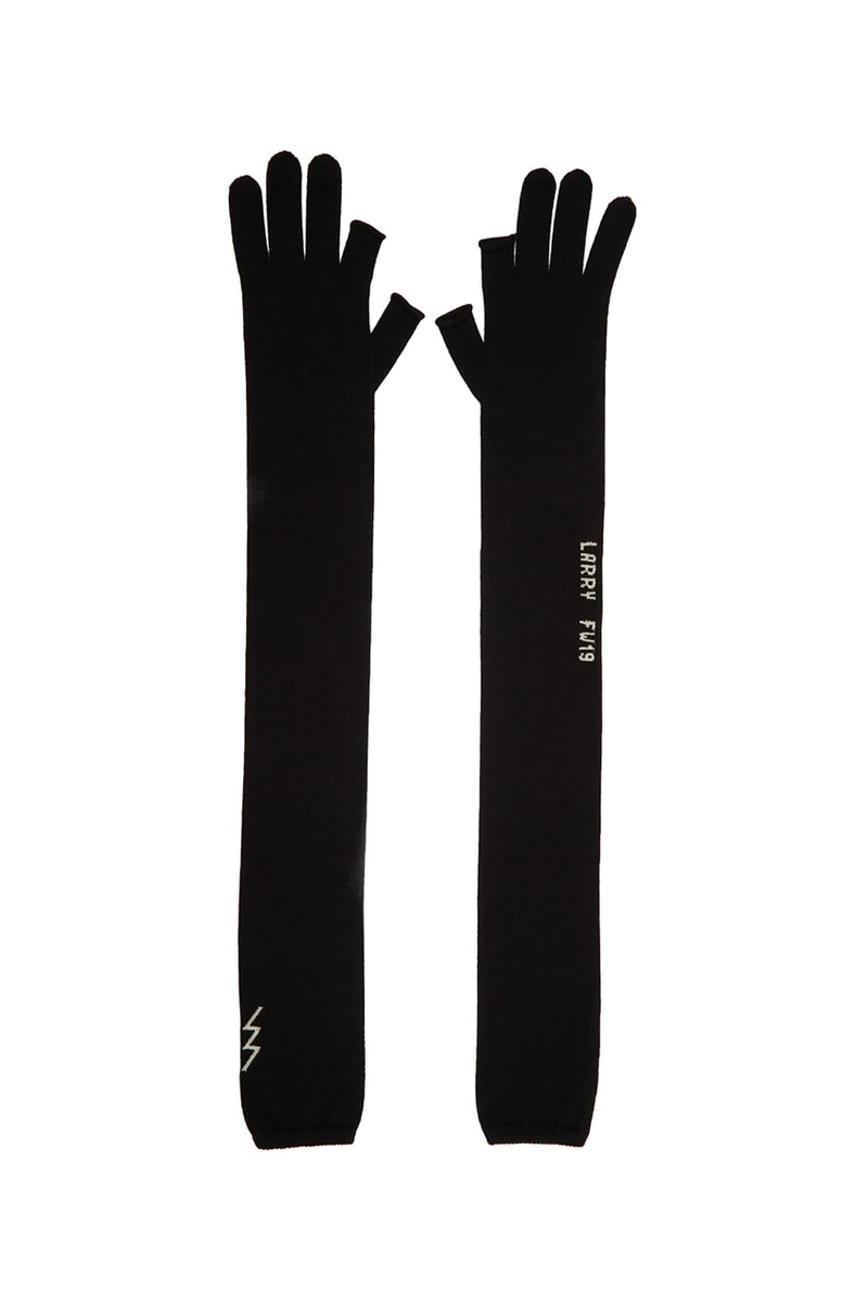 Rick Owens Larry Fall Winter 2019 FW19 Black Cashmere Fingerless Gloves Release Information Cop Online SSENSE Runway Collection Piece 