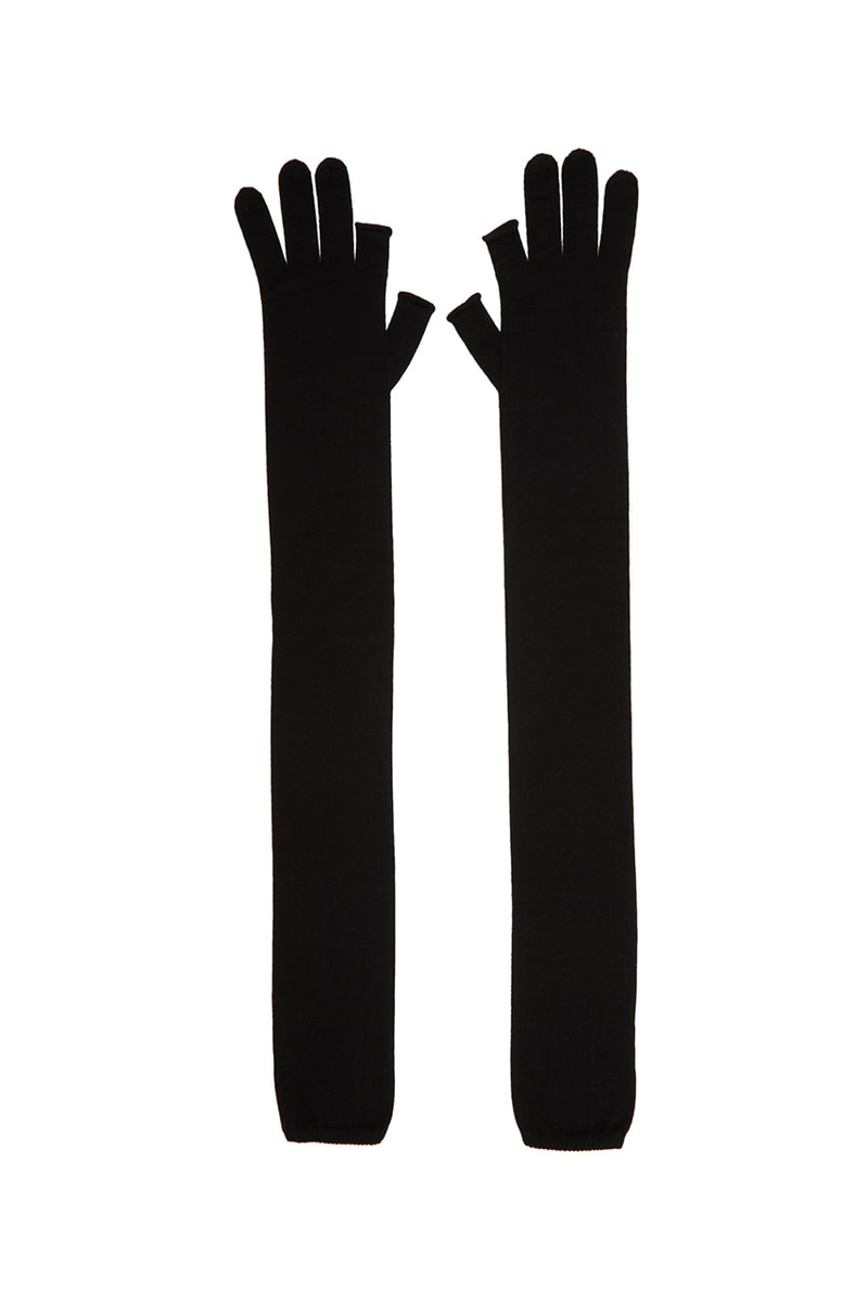 Rick Owens Larry Fall Winter 2019 FW19 Black Cashmere Fingerless Gloves Release Information Cop Online SSENSE Runway Collection Piece 