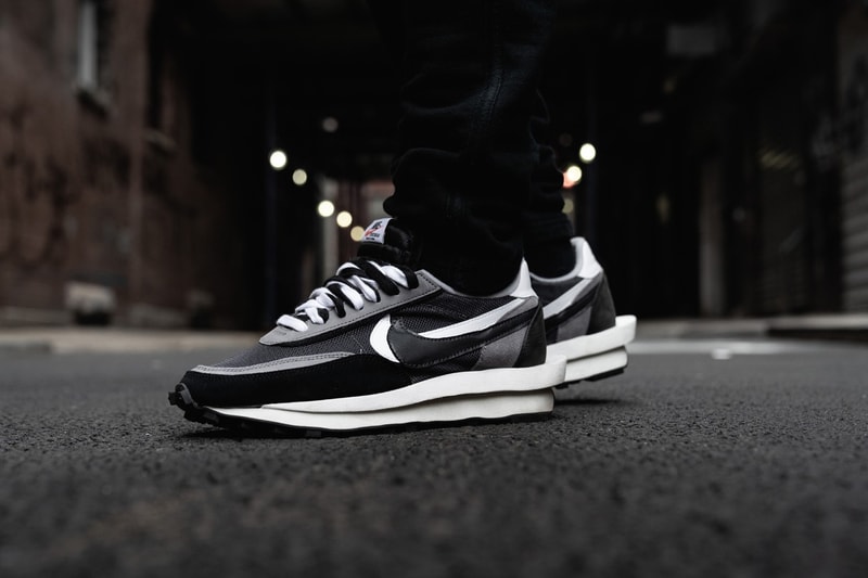 StockX Nike Sacai LD Waffle new colorways trip triplet release Green Purple White Grey Black Anthracite double swoosh elevated midsole co-branded 