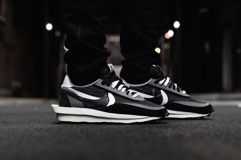 StockX Nike Sacai LD Waffle new colorways trip triplet release Green Purple White Grey Black Anthracite double swoosh elevated midsole co-branded 