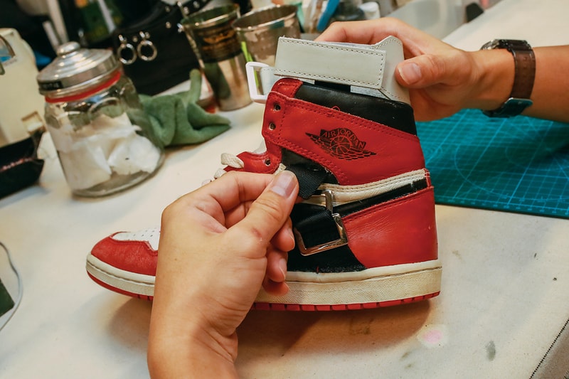 Sabotage SBTG Surplus One-Off Ankle Brace AJ1 Michael Jordan Recovery 1985 Air Jordan 1 Sneaker Customization REHAB S.O.S Secondnatvre Vintage Nike Mark Ong