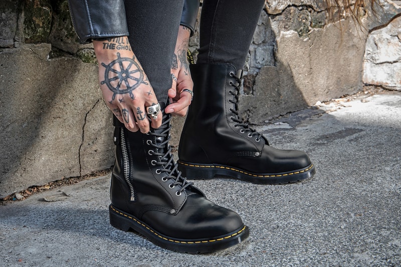 Schott NYC Dr. Martens 1460 1490 Boot Release boots footwear shoes leather star studs collaboration leather jacket biker