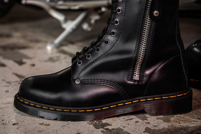 Schott NYC Dr. Martens 1460 1490 Boot Release boots footwear shoes leather star studs collaboration leather jacket biker