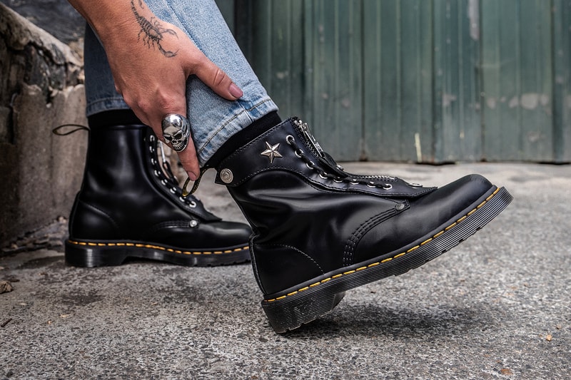 Schott NYC Dr. Martens 1460 1490 Boot Release boots footwear shoes leather star studs collaboration leather jacket biker