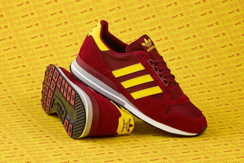 size adidas originals zx500 maroon yellow archive runner sneaker trainer details buy cop purchase order