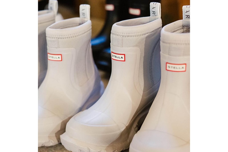Stella McCartney x Hunter Wellington Boots Sustainable Rubber Release Information "Clatter Grey" Exclusive Colorway Footwear Collaboration Fall Winter 2019 FW19 Runway Paris Fashion Week "Black" "Olive"