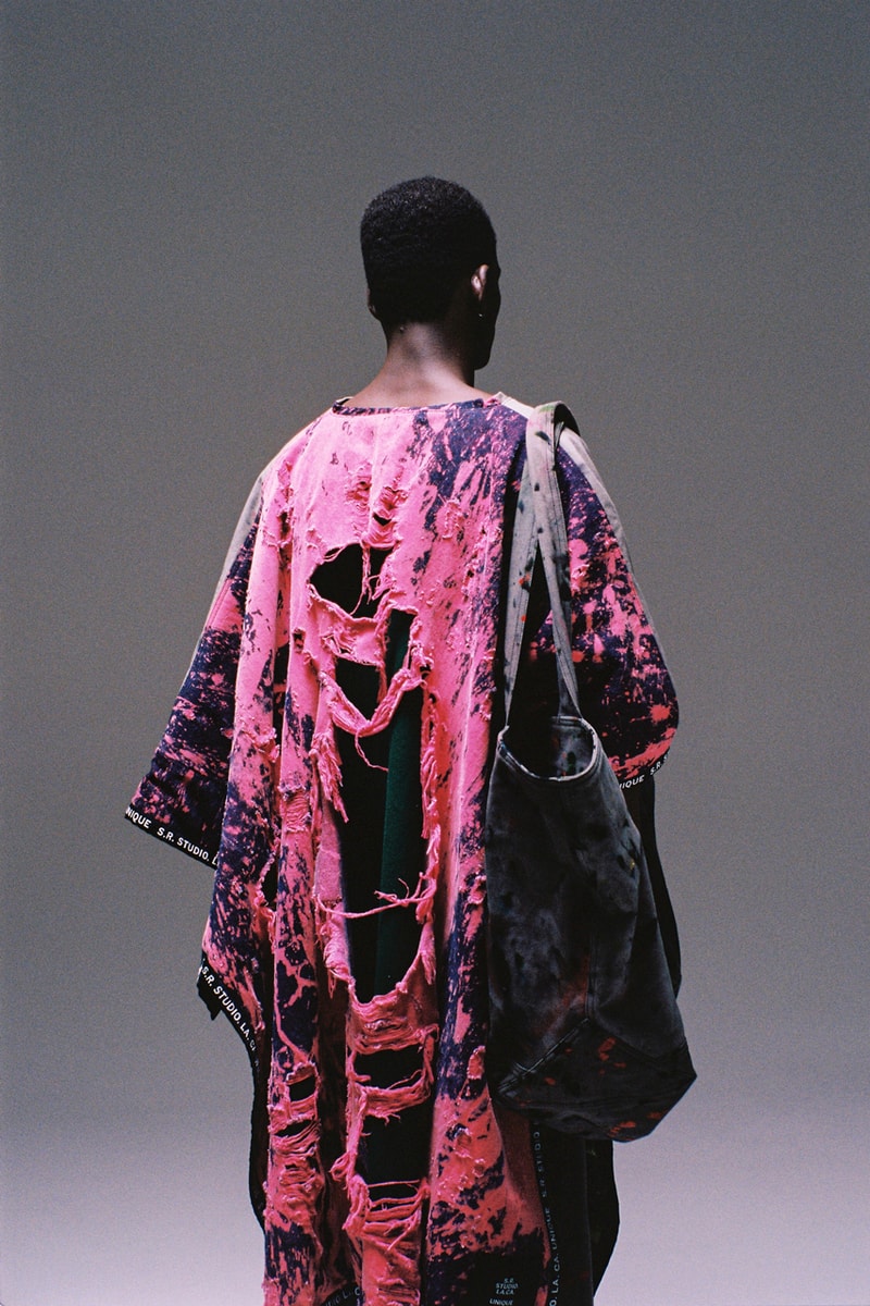 S.R. STUDIO. LA. CA. Sterling Ruby The Broken Arm Installation Third Collection UNIQUE Ponchos Dresses Jackets Shirts Sweaters 