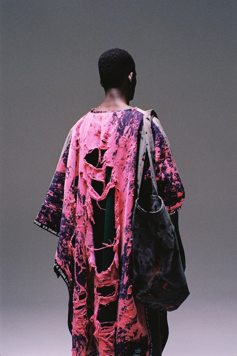 S.R. STUDIO. LA. CA. Sterling Ruby The Broken Arm Installation Third Collection UNIQUE Ponchos Dresses Jackets Shirts Sweaters