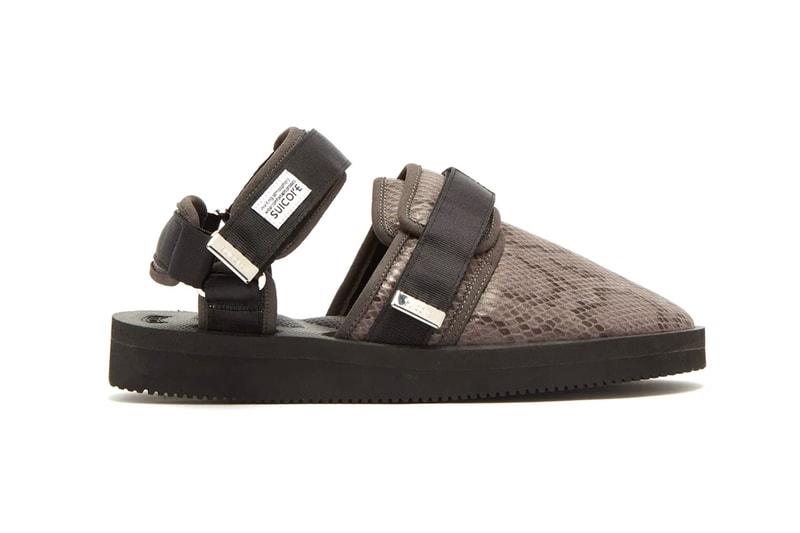 Suicoke Snake-Effect Velcro Sandals Moto-VSNK Release Black Brown