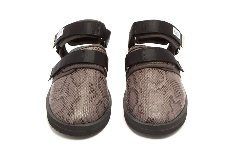 Suicoke Snake-Effect Velcro Sandals Moto-VSNK Release Black Brown