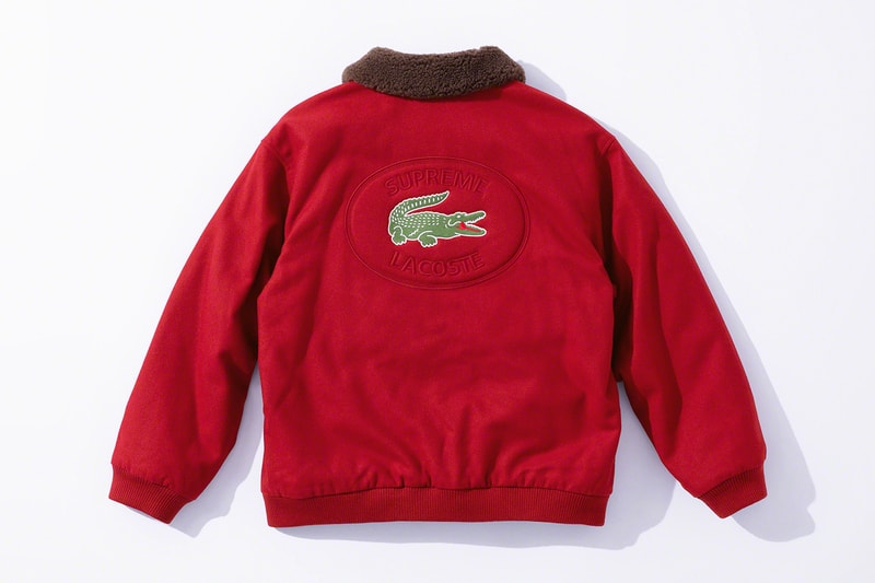 Supreme x Lacoste Fall 2019 Collection green crocodile collaboration Pique Long Sleeve Polo Wool Bomber Jacket Hooded Sweatshirt Messenger Bag Beanie