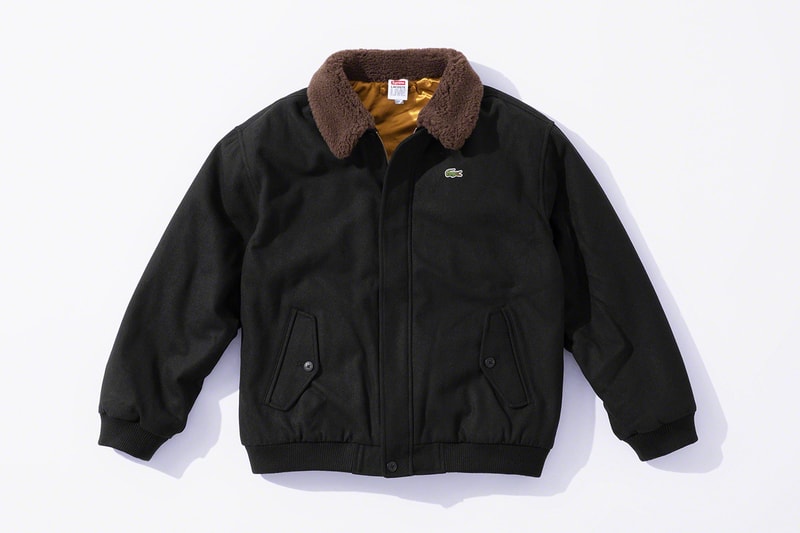 Supreme x Lacoste Fall 2019 Collection green crocodile collaboration Pique Long Sleeve Polo Wool Bomber Jacket Hooded Sweatshirt Messenger Bag Beanie