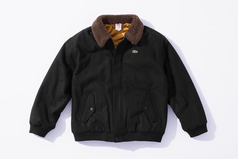 Supreme x Lacoste Fall 2019 Collection green crocodile collaboration Pique Long Sleeve Polo Wool Bomber Jacket Hooded Sweatshirt Messenger Bag Beanie