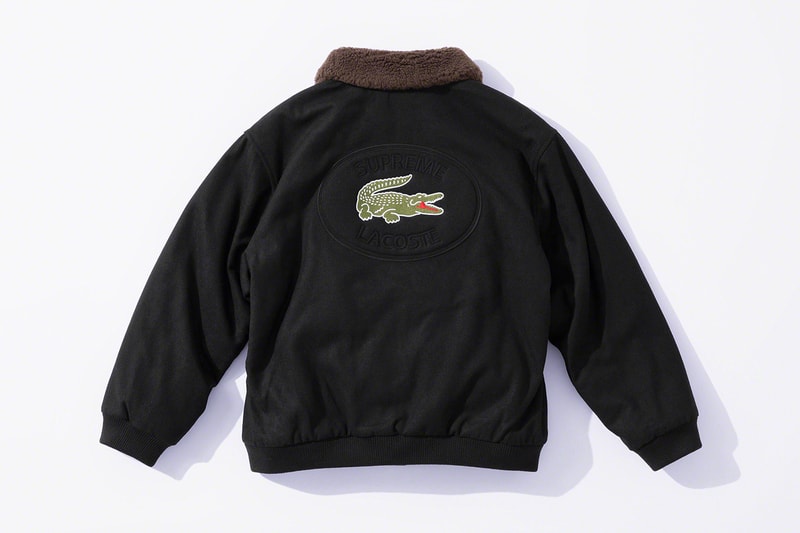 Supreme x Lacoste Fall 2019 Collection green crocodile collaboration Pique Long Sleeve Polo Wool Bomber Jacket Hooded Sweatshirt Messenger Bag Beanie