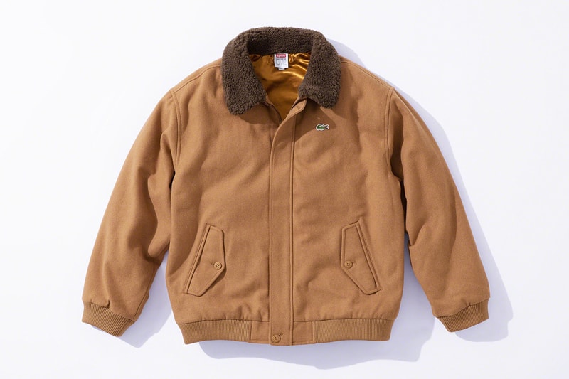 Supreme x Lacoste Fall 2019 Collection green crocodile collaboration Pique Long Sleeve Polo Wool Bomber Jacket Hooded Sweatshirt Messenger Bag Beanie