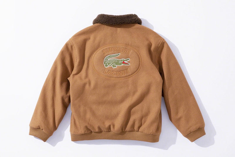 Supreme x Lacoste Fall 2019 Collection green crocodile collaboration Pique Long Sleeve Polo Wool Bomber Jacket Hooded Sweatshirt Messenger Bag Beanie