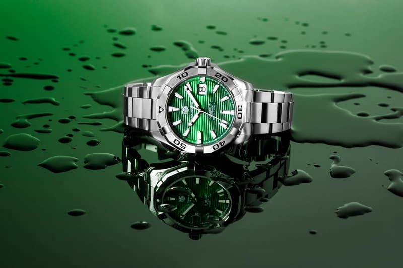 TAG Heuer Aquaracer Collection Emerald Green Dials Ladies Gents 43 mm 32 mm Stainless Steel 