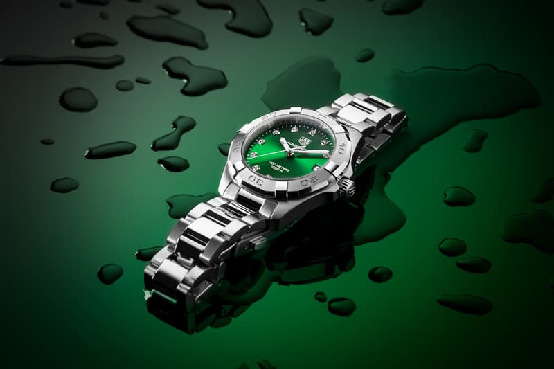 TAG Heuer Aquaracer Collection Emerald Green Dials Ladies Gents 43 mm 32 mm Stainless Steel