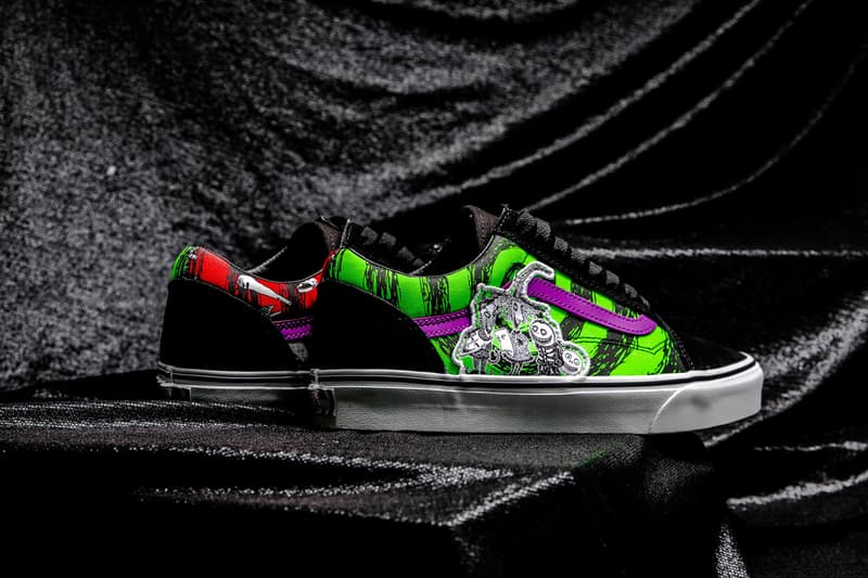 the nightmare before christmas vans collaboration sneaker vn0a4bv3t4v vn0a4bv5tpj vn0a4bv6t35 vn0a3wm7te1 sk8 hi old skool slip on authentic comfycush jack skellington disney collaboration colorway release date october 2019 