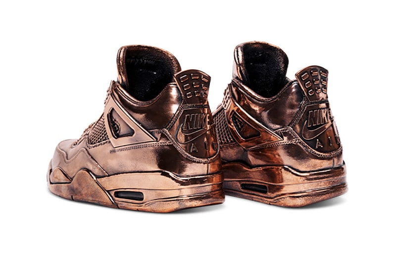 NTWRK has Matthew Senna craft Bronze replicas of Air Jordan 1 and Air Jordan 4 drawings classic silhouette Jay-Z Drake LeBron James DJ Khaled higher learning iconic detailed heavyweight bronze sculpture Live Nation Los Angeles