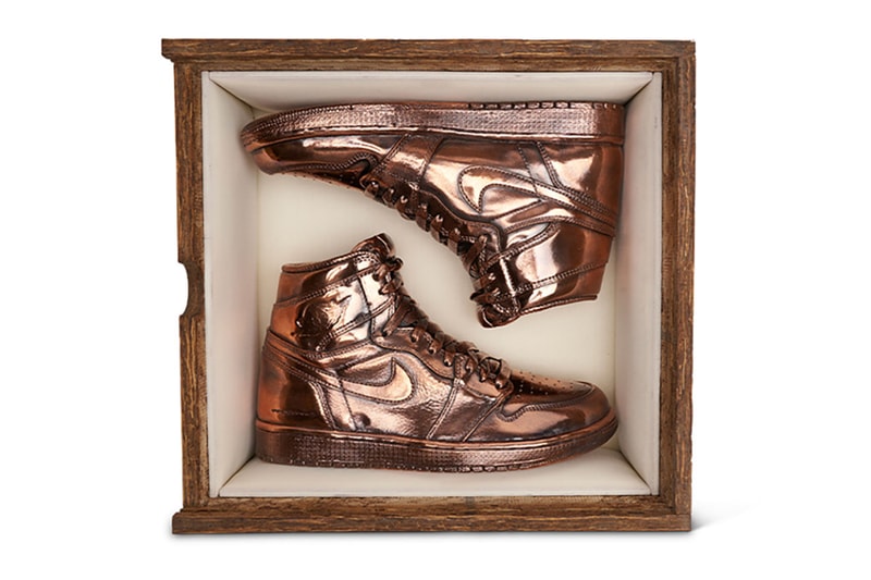 NTWRK has Matthew Senna craft Bronze replicas of Air Jordan 1 and Air Jordan 4 drawings classic silhouette Jay-Z Drake LeBron James DJ Khaled higher learning iconic detailed heavyweight bronze sculpture Live Nation Los Angeles