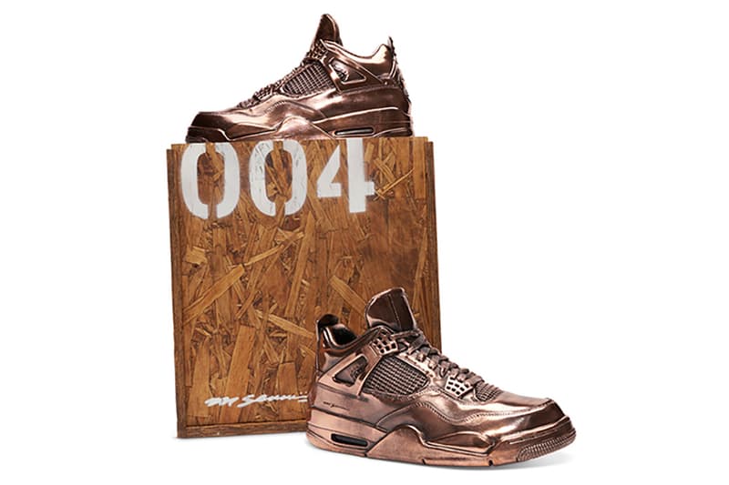 NTWRK has Matthew Senna craft Bronze replicas of Air Jordan 1 and Air Jordan 4 drawings classic silhouette Jay-Z Drake LeBron James DJ Khaled higher learning iconic detailed heavyweight bronze sculpture Live Nation Los Angeles