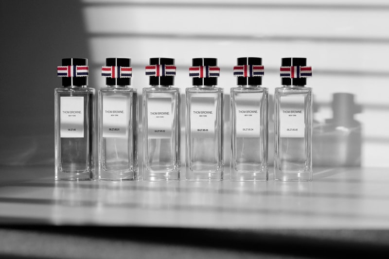 Thom Browne Inaugural Fragrance Line Gender Neutral Vetyver Extracts Cucumber 01 Grapefruit 02 Rose 03 Daytime Whiskey 04 Smoke 05 Nighttime 09.27.65 perfume scent