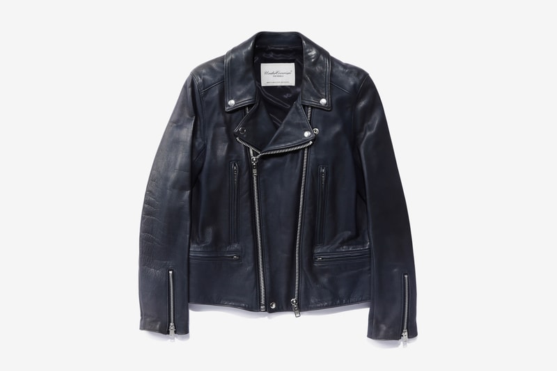 UNDERCOVER Double Zip Biker Jacket black navy leather thick motorcycle punk undercoverism for rebels undercover laboratories jun takahashi