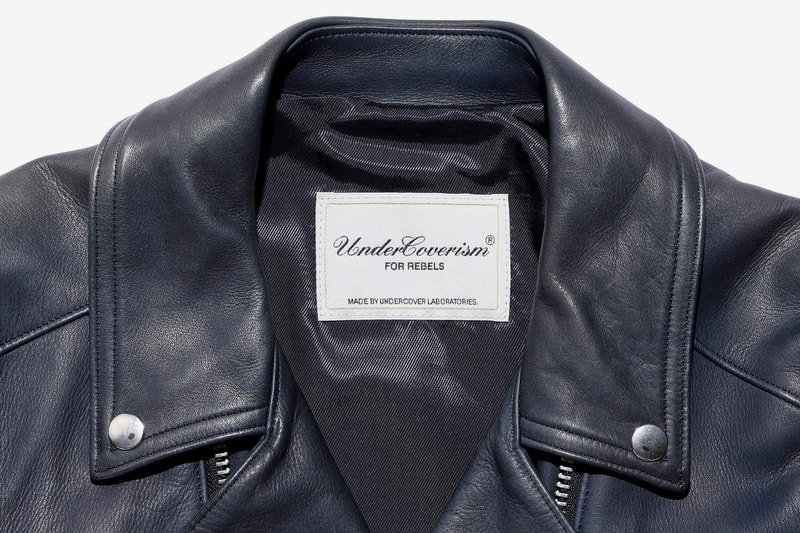 UNDERCOVER Double Zip Biker Jacket black navy leather thick motorcycle punk undercoverism for rebels undercover laboratories jun takahashi