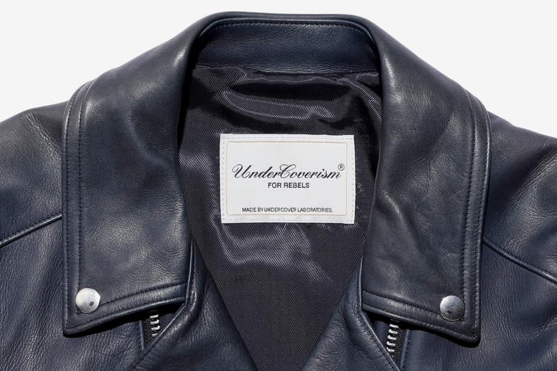 UNDERCOVER Double Zip Biker Jacket black navy leather thick motorcycle punk undercoverism for rebels undercover laboratories jun takahashi