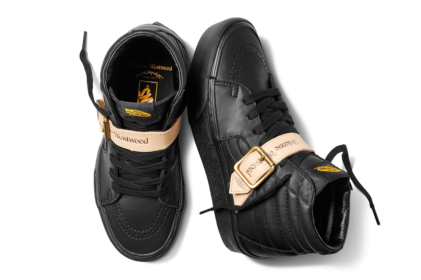 Vivienne Westwood Vans Anglomania Capsule footwear sneakers shoes slip on old skool sk8 hi monogram logo creeper boots leather boots belt
