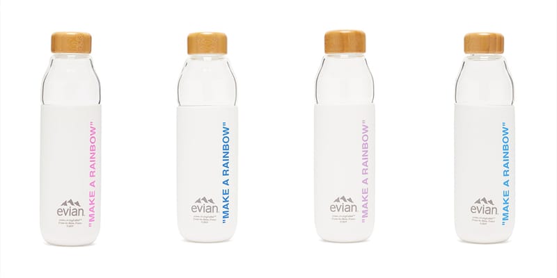 EVIAN BY VIRGIL ABLOH x SOMA Make A Rainbow Refillable Glass Water Bottle White/Purple