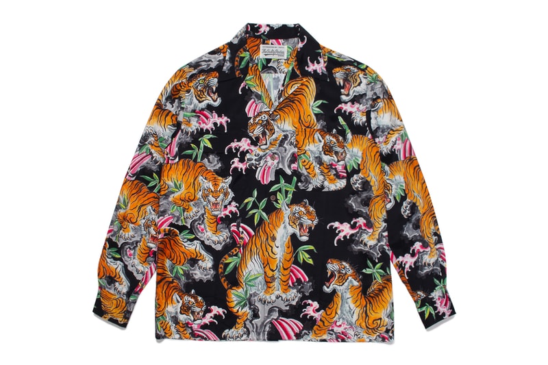 Tim Lehi WACKO MARIA Hawaiian Shirt Tattoo artist long sleeve button up traditional japanese subtropical prints graphics tiger floral flower 