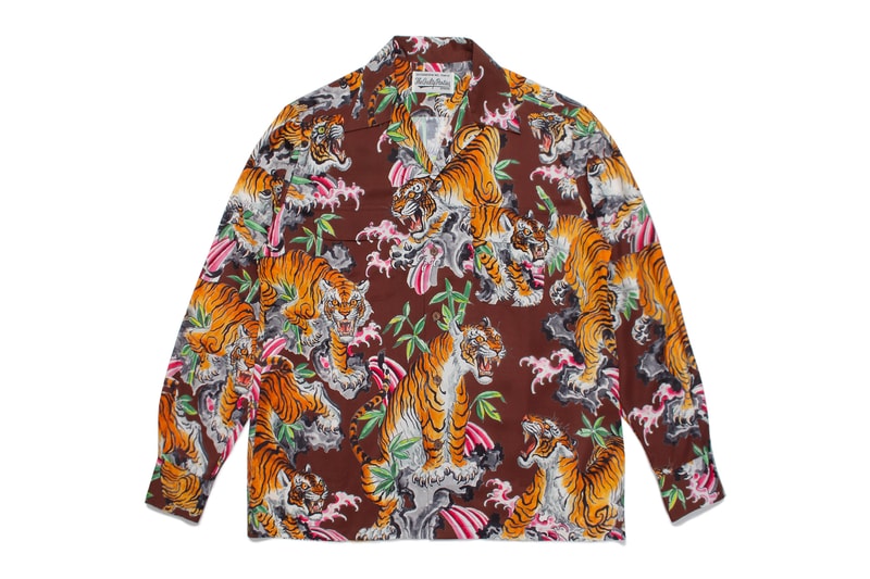 Tim Lehi WACKO MARIA Hawaiian Shirt Tattoo artist long sleeve button up traditional japanese subtropical prints graphics tiger floral flower 