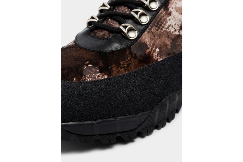 1017 ALYX 9SM Camo Pony Skin Boot Release Brown Black Leather Pony Fur Vibram Sole
