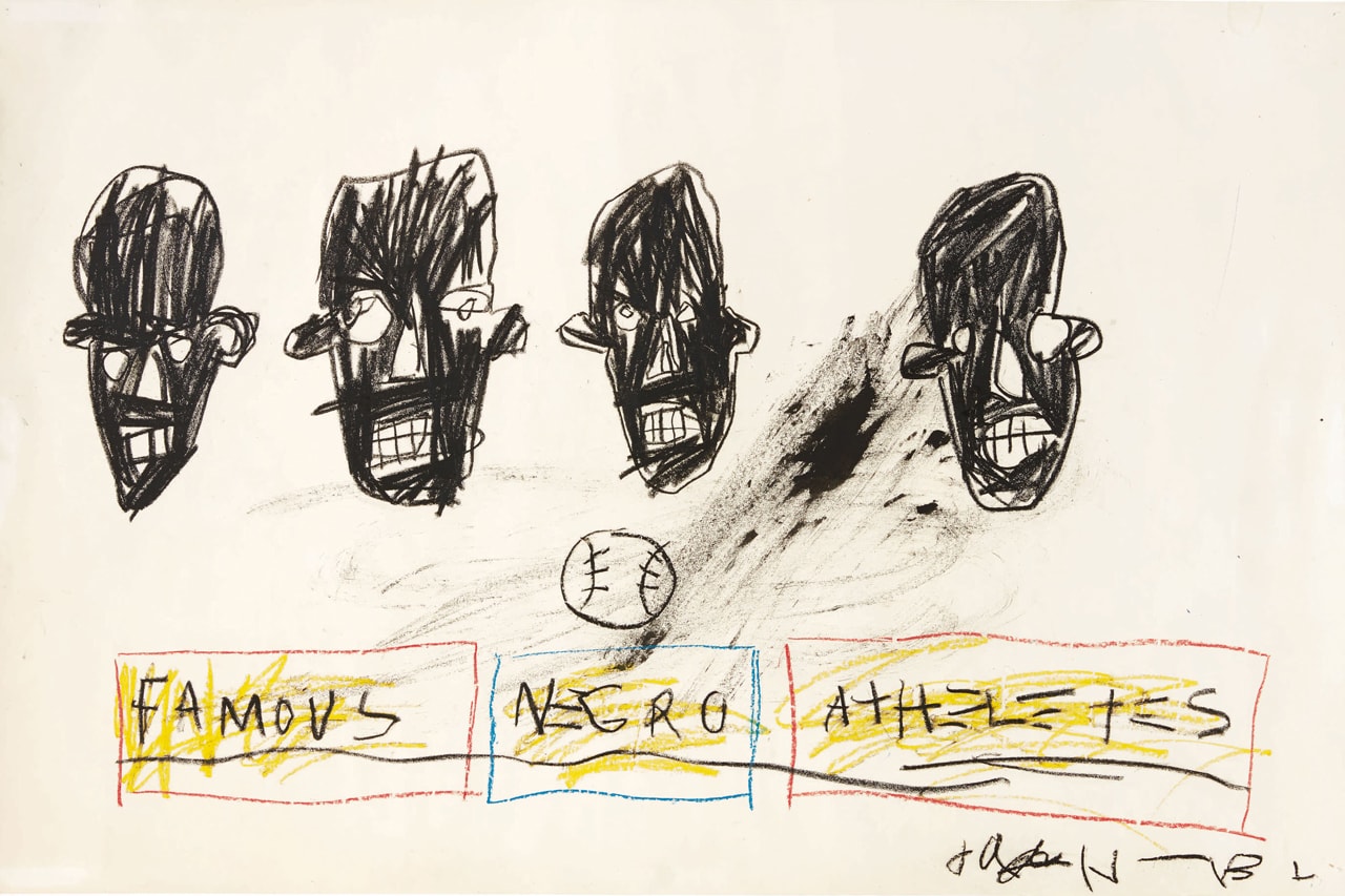 jean michel basquiat famous negro athletes art work drawing graffiti sothebys auction glenn obrien personal collection artist critic 