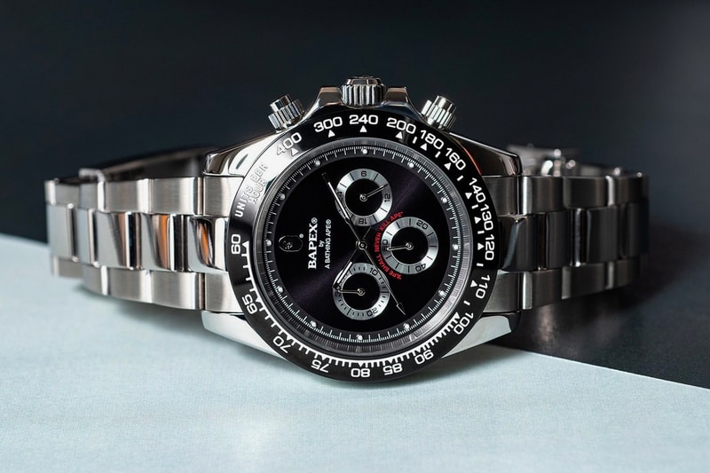 A Bathing Ape BAPEX TYPE-4 42mm dial Release Info Date Black Gold Silver Rolex Daytona 