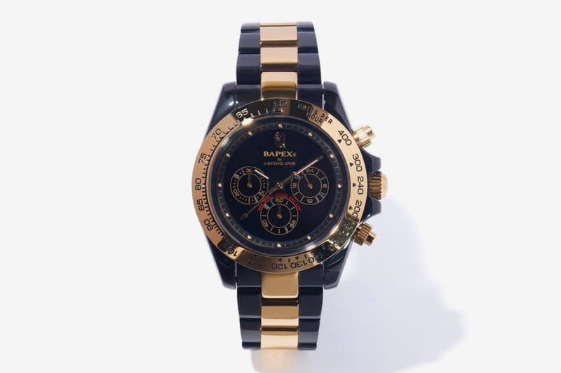 A Bathing Ape BAPEX TYPE-4 42mm dial Release Info Date Black Gold Silver Rolex Daytona
