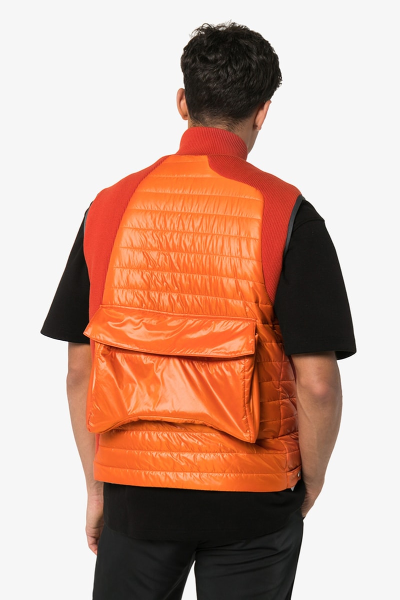 A-COLD-WALL* Asymmetric Pocket Padded Gilet Orange Pockets Ribbed Details Zippers Pouches