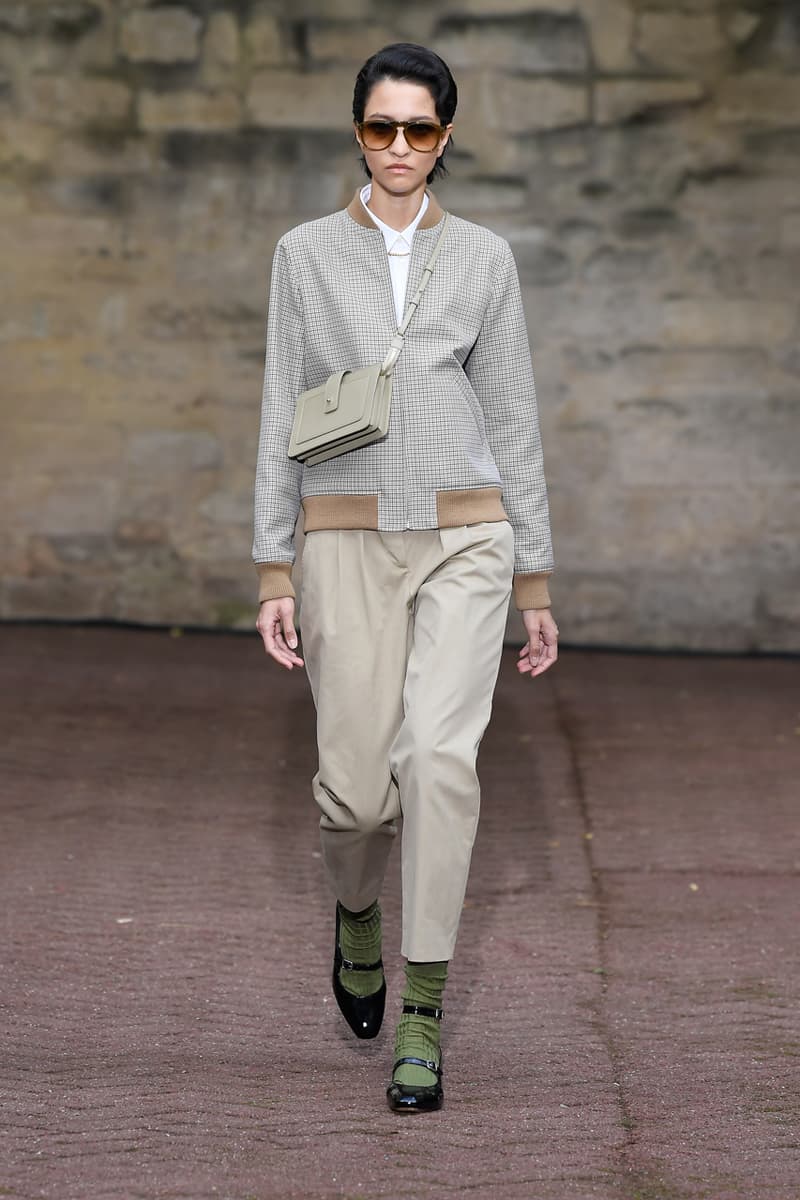 A.P.C. Spring/Summer 2020 Collection Runway Show Paris Fashion Week Shirts Pants Dresses Jackets Blue Green Beige Floral Monochrome Khaki Suicoke Sandals DEPA Hats Socks