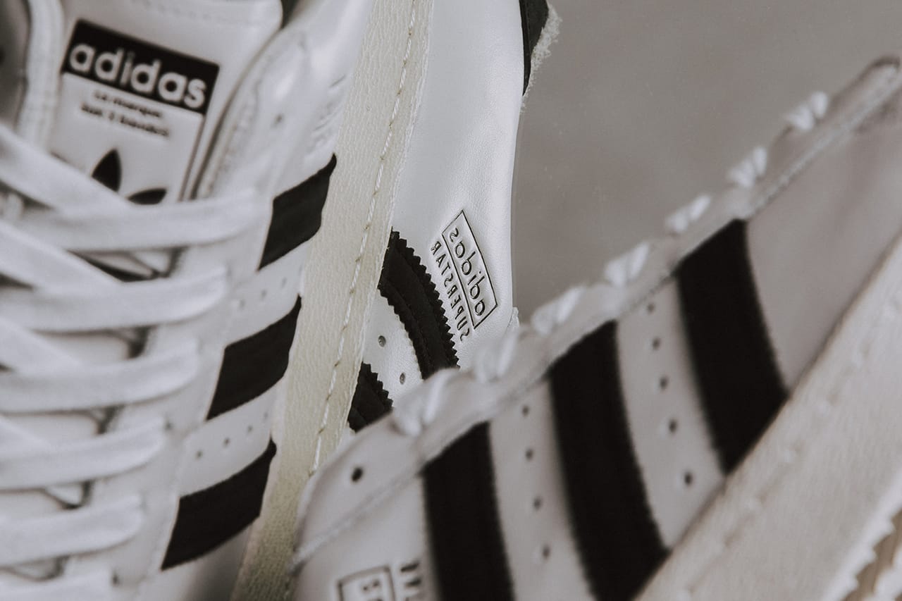 adidas superstar 80s black white leather trainers