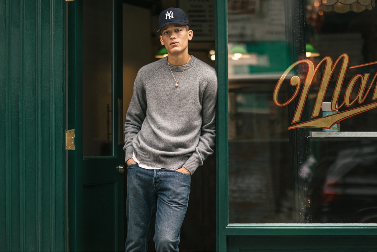 aime leon dore italian denim cashmere capsule collection release fall winter 2019 new era yankee hats collaboration ald penny loafers shoes collection release date october 4 2019 new york