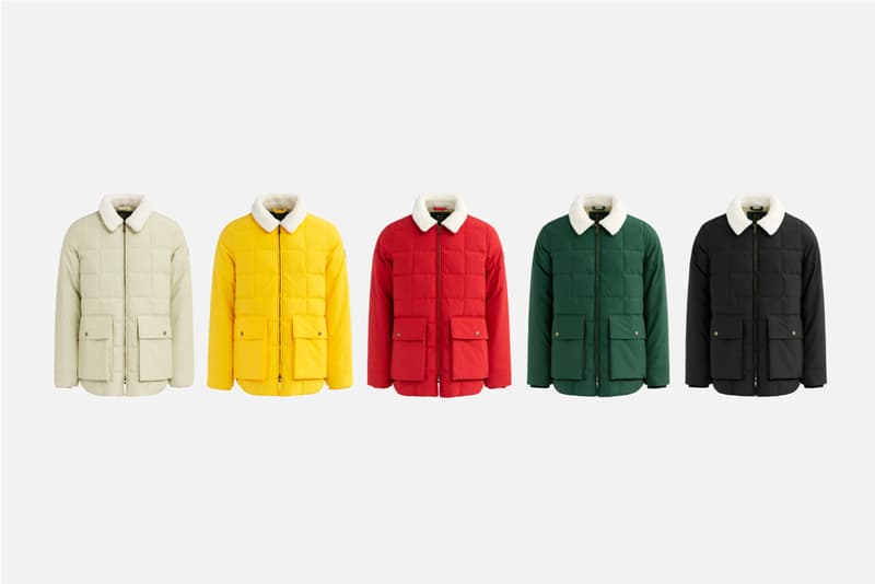 Woolrich Aimé Leon Dore Fall/Winter 2019 Capsule Collection Down Jackets Quilted Puffers Collar Button Downs Wool Knits Scarves Plaid Cardigans Work Vests Red Pink Green Brown White Blue Gray Yellow