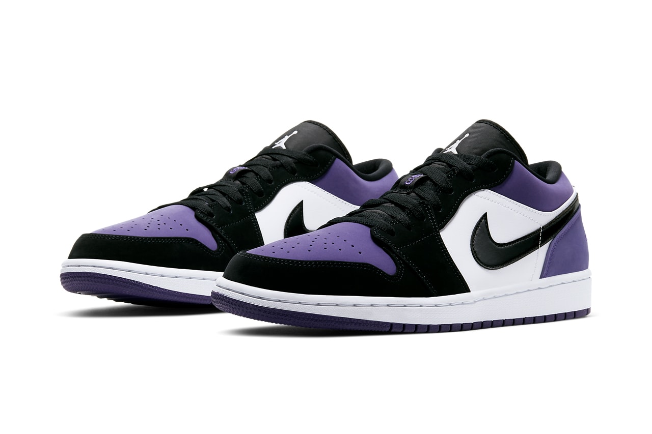 air jordan 1 low court purple black white 553558 125 nike swoosh jumpman