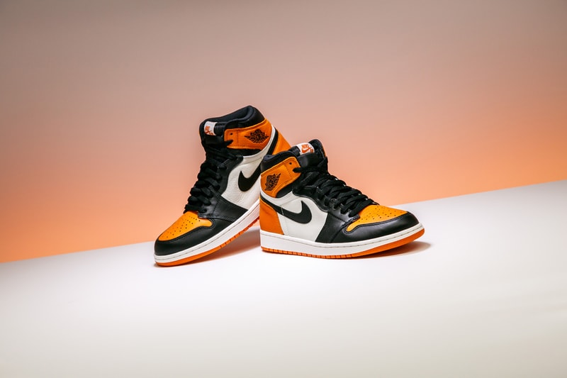 Stadium Goods Air Jordan 1 Retro High OG Shattered Backboard 3.0 Satin Shattered Backboard Reverse Shattered Backboard Original Black Orange glossy leather crinkled patent pale vanilla rubber sole