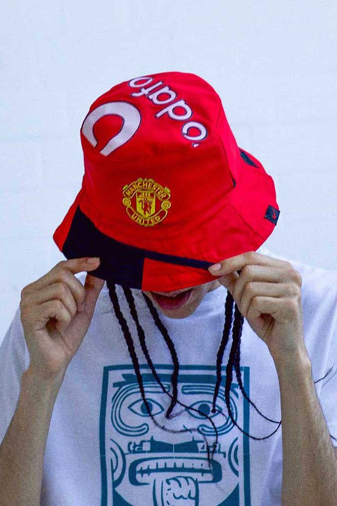 Art of Football Bucket Hat Collection sustainability football soccer jersey kits juventus arsenal manchester united liverpool repurpose 