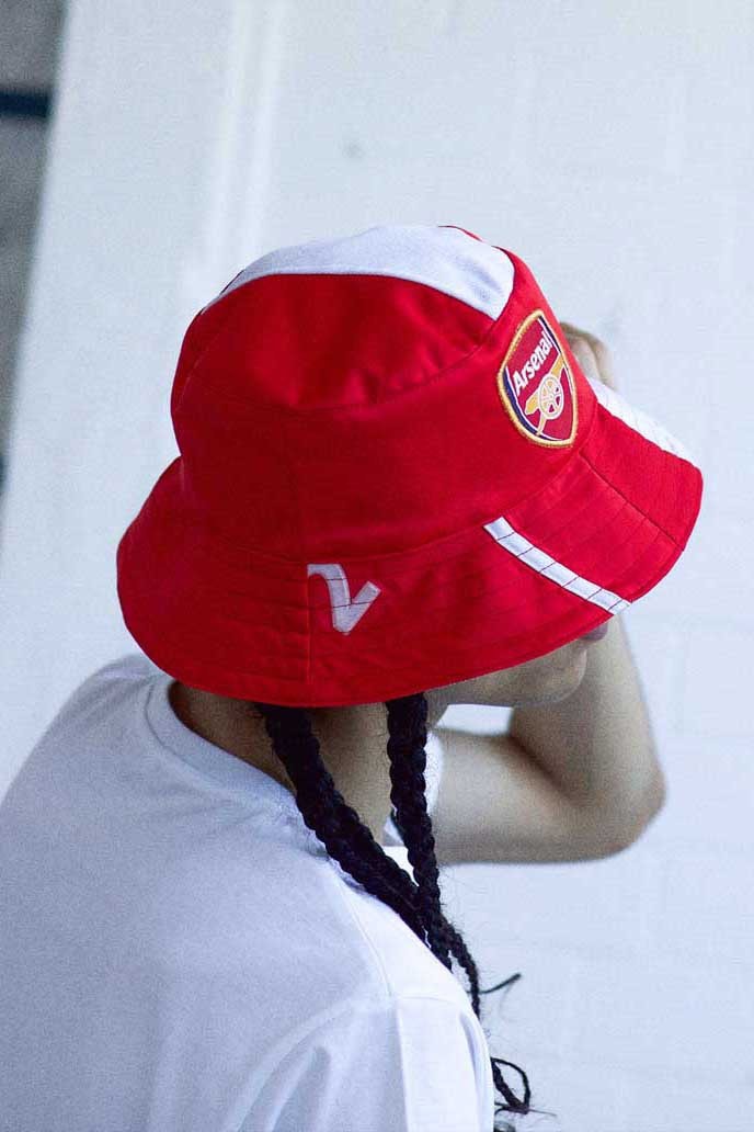 Art of Football Bucket Hat Collection sustainability football soccer jersey kits juventus arsenal manchester united liverpool repurpose 