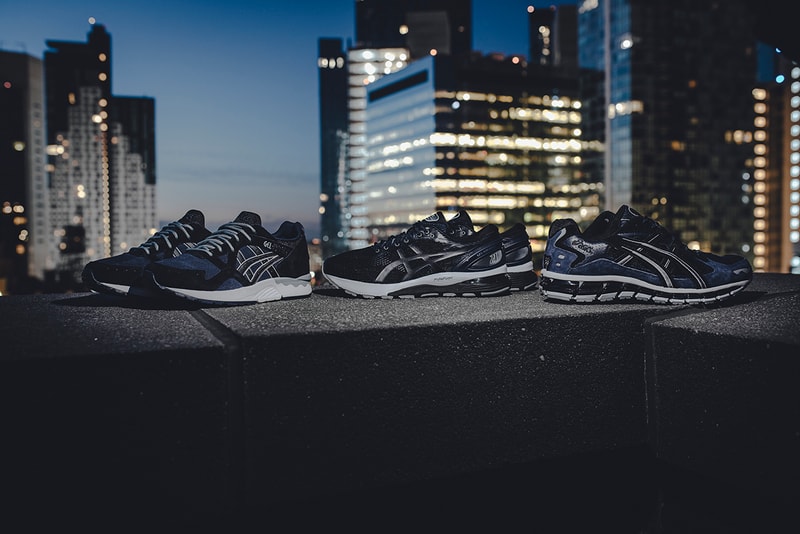 ASICS "Midnight Blue" Pack GEL-NIMBUS 21 GEL-KAYANO 5 GEL-LYTE 5 V Black Navy Colorways Sneaker Release Information Contrasting Suede Leather Silver FLYTEOAM Propel technology
