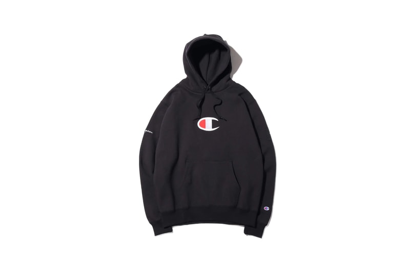 atmos lab tokyo champion fall 2019 collection capsule hoodie fleeces boa puffer down jacket hooded sweatshirt bucket hat green blue red purple 